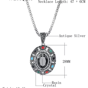 Black Oval Pendant Necklace