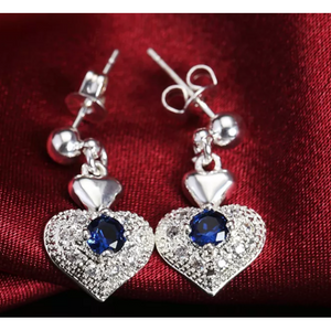 925 Sterling Silver Midnight Blue Crystal Necklace Set