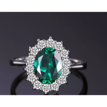 Load image into Gallery viewer, 925 Sterling Silver Created Emerald Ring