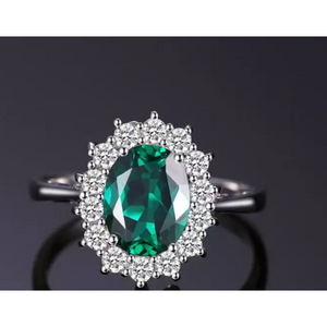 925 Sterling Silver Created Emerald Ring