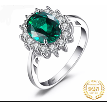 Load image into Gallery viewer, 925 Sterling Silver Created Emerald Ring
