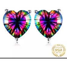 Load image into Gallery viewer, 925 Sterling Silver Rainbow Fire Quartz Earrings