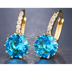 18K Gold Plated Blue Zirconia Earrings