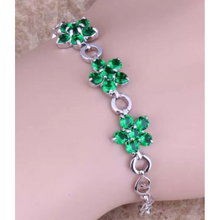 Load image into Gallery viewer, 925 Sterling Silver Green Flower Bracelet