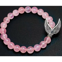 Load image into Gallery viewer, Pink Quartz Angel Wing Bracelet