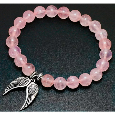 Pink Quartz Angel Wing Bracelet