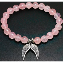 Load image into Gallery viewer, Pink Quartz Angel Wing Bracelet