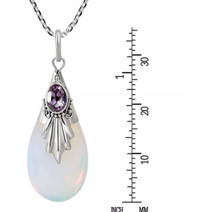 925 Sterling Silver Moonstone Amethyst Necklace