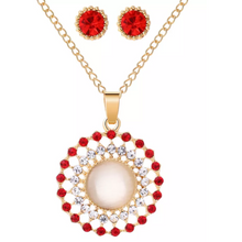 Load image into Gallery viewer, Round Red Crystal Necklace Set