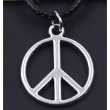 Load image into Gallery viewer, Leather Peace Sign Pendant Necklace