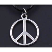 Load image into Gallery viewer, Leather Peace Sign Pendant Necklace