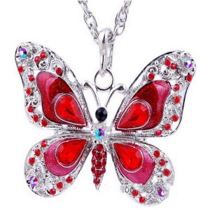 Red Crystal Butterfly Necklace