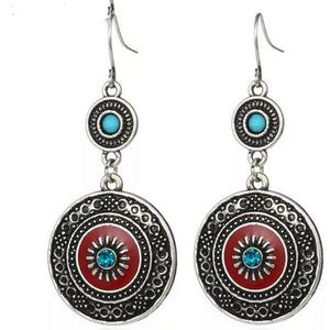 Silver Plated Retro Round Earrings